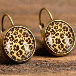 ANIMAL LEOPARD/CHEETAH PRINT DROP STYLE EARRINGS
